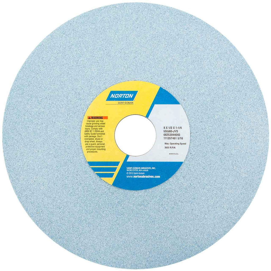 Norton 5SG46-IVS Type 01 Vitrified Straight Toolroom Grinding Wheel, Ceramic Alumina, 8' Diameter x 1/2' Width, 1-1/4' Arbor, 46 Grit, Grade I, Blue (Pack of 1)