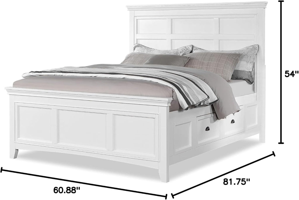 Furniture of America Zinnia Transitional Storage Wood 3-Piece Bedroom Set, Bed and 2 Nightstands, Full-Size, White