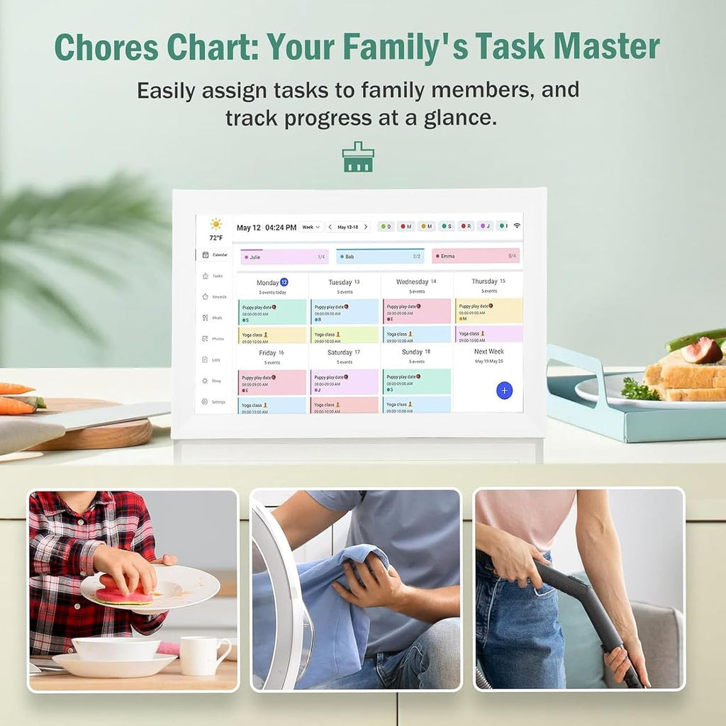 VBESTLIFE 15.6inch Wall Planner Digital Calendar & Chore Chart, Smart 1080P Touchscreen Interactive Display for Family Schedules (US)