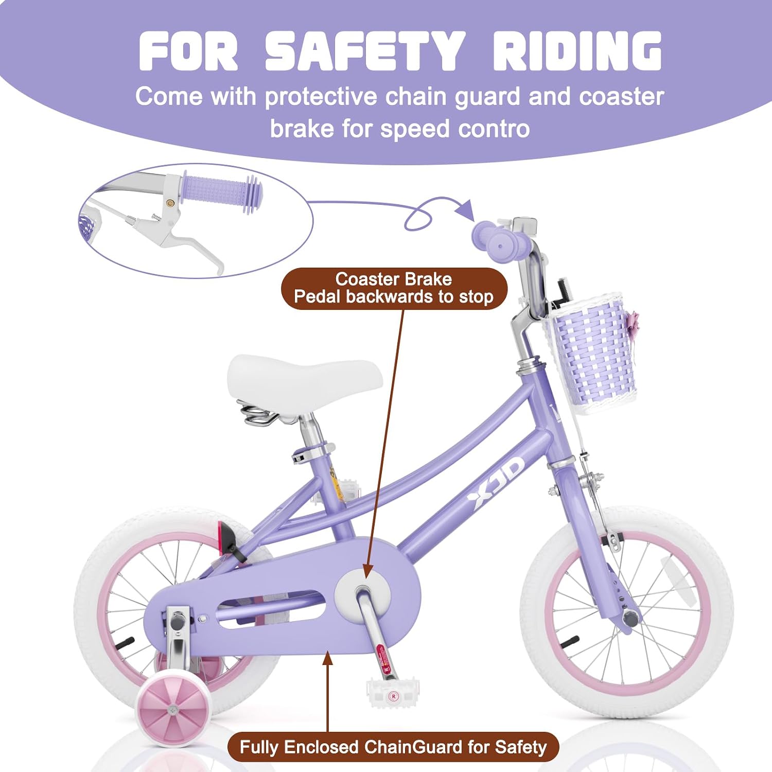 XJD Girls Bike for 2-12 Years Old Kids 12 14 16 20 Inch Toddler Bike,Retro Style Kids Bike with Training Wheels, 20 Inch Girl Bicycle with Kickstand