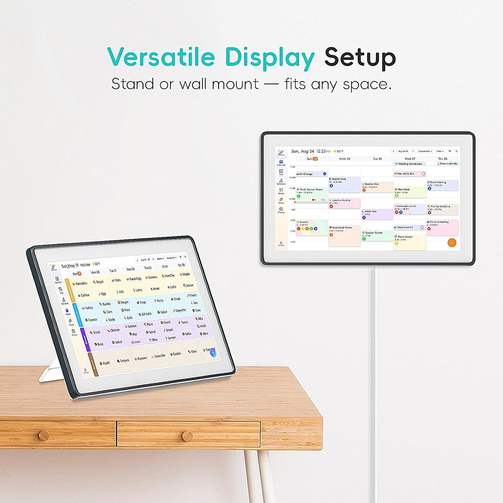 Westsee 15.6' Digital Wall Calendar Frame – Interactive Touchscreen Eletronic Calendars, Family Planner for Schedule, Photo Display, Meals, Chore Chart & Tasks, Wall & Desk Mountable(Grey&Blue))