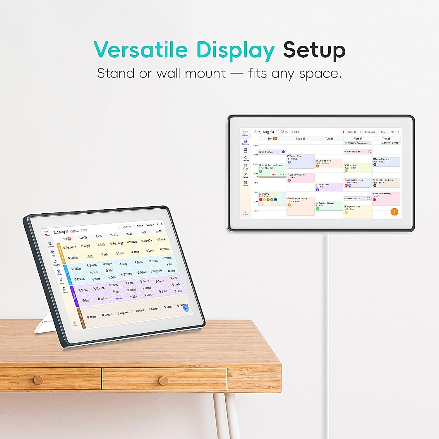 Westsee 15.6' Digital Wall Calendar Frame – Interactive Touchscreen Eletronic Calendars, Family Planner for Schedule, Photo Display, Meals, Chore Chart & Tasks, Wall & Desk Mountable(Grey&Blue))
