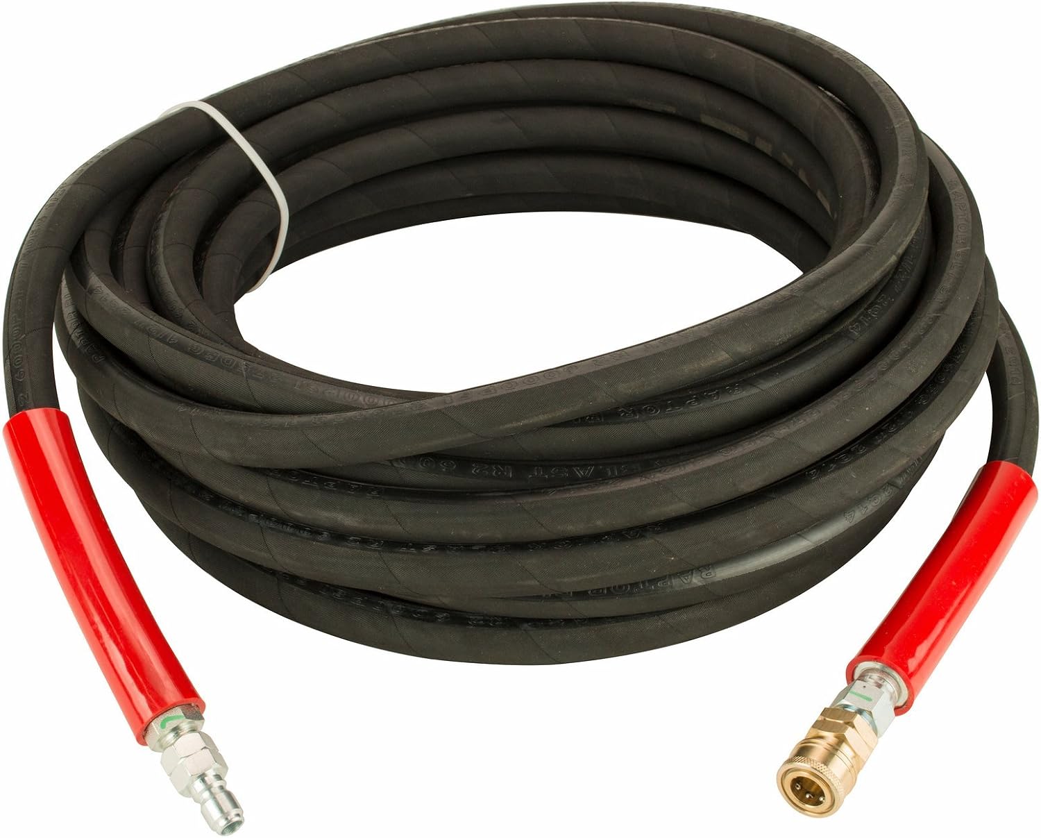 6000 PSI 1/2' x 50' BLACK 2 Wire Pressure Washer Hose with Couplers