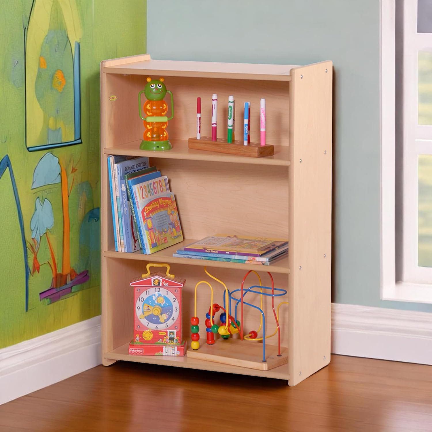 Children's Factory Value Line Narrow 3-Shelf Toddler Bookshelf and Toy Organizer Shelves for Daycare, Playroom, Preschool
