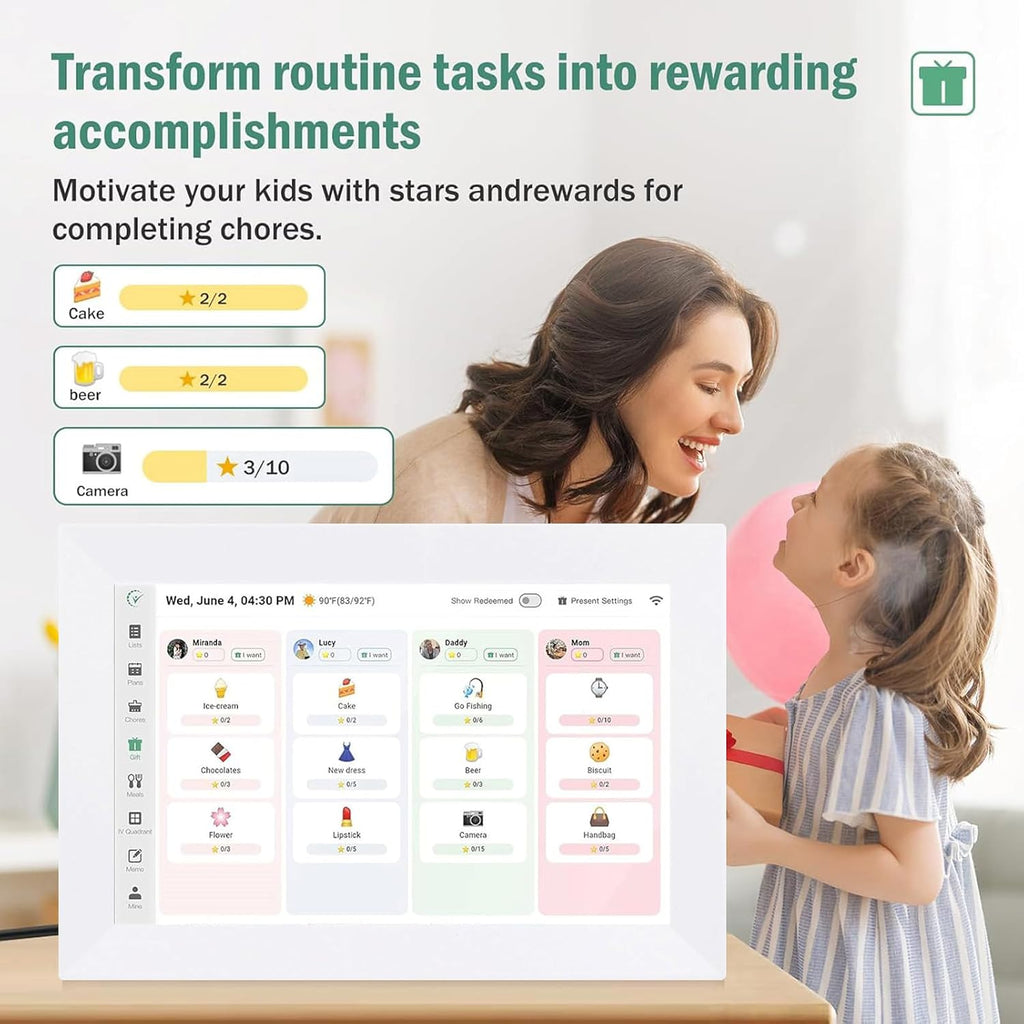 GOWENIC 10.1 Inch Smart WiFi Digital Calendar, Touchscreen Interactive Digital Planner Display, Family Schedules & Meal Planner for Seamless Scheduling (US)