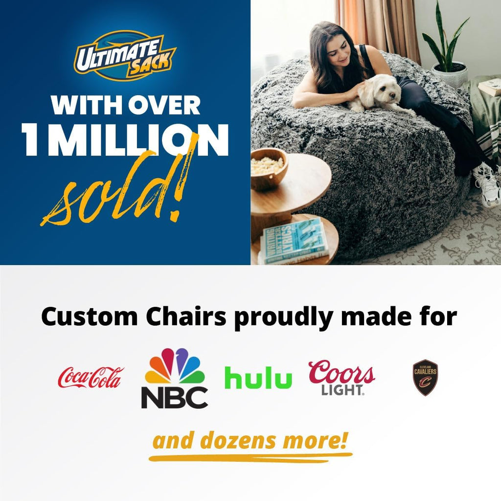 ULTIMATE SACK 3ft Bean Bag Chair, Oversize Bean Bag Chair for Adults, Comfy Chair Bean Bag Couch Lounge Sofa Loveseat Furniture | Black Fur