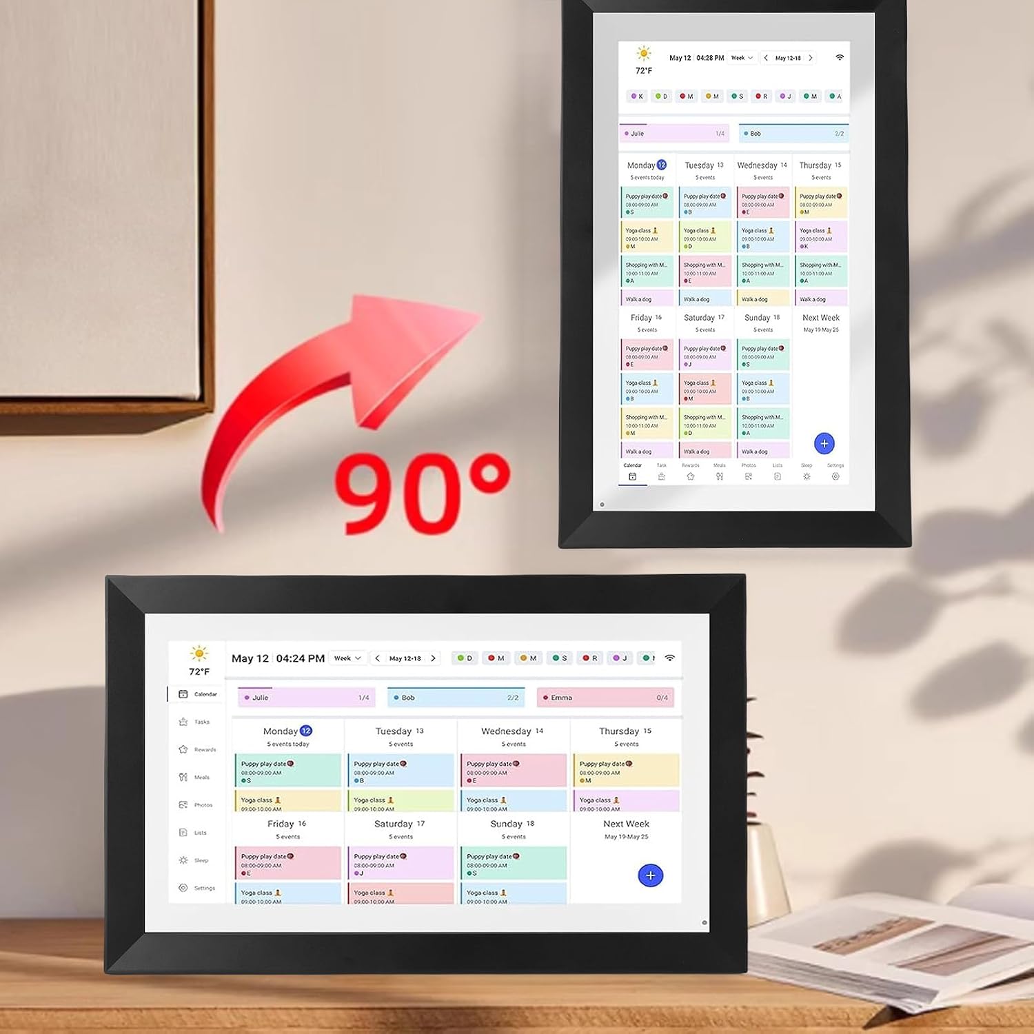 Family Calendar, Digital Wall Calendar, 15.6 Inch Smart Family Organizer with App, Photo Frame, Horizontal Vertical Display (US)