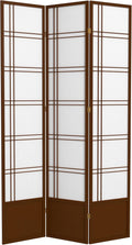 Red Lantern 7 ft. Tall Double Cross Shoji Screen - Walnut - 3 Panels