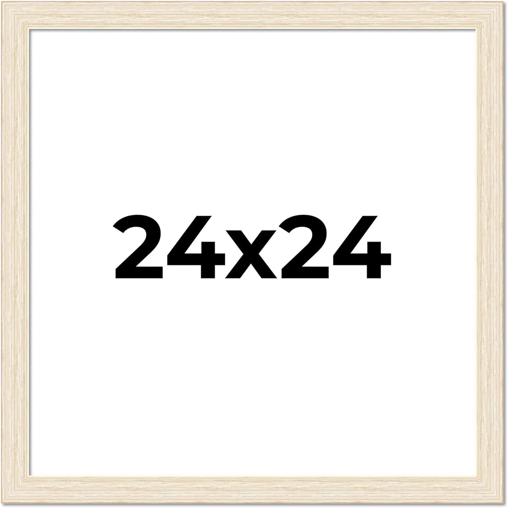 24x24 Frame Barnwood White Solid Wood Picture Frame Width 1.5 Inches | Interior Depth 0.5 Inches | Whitewashed Distressed Frame with UV Acrylic, Foam Board Backing & Hanging Hardware