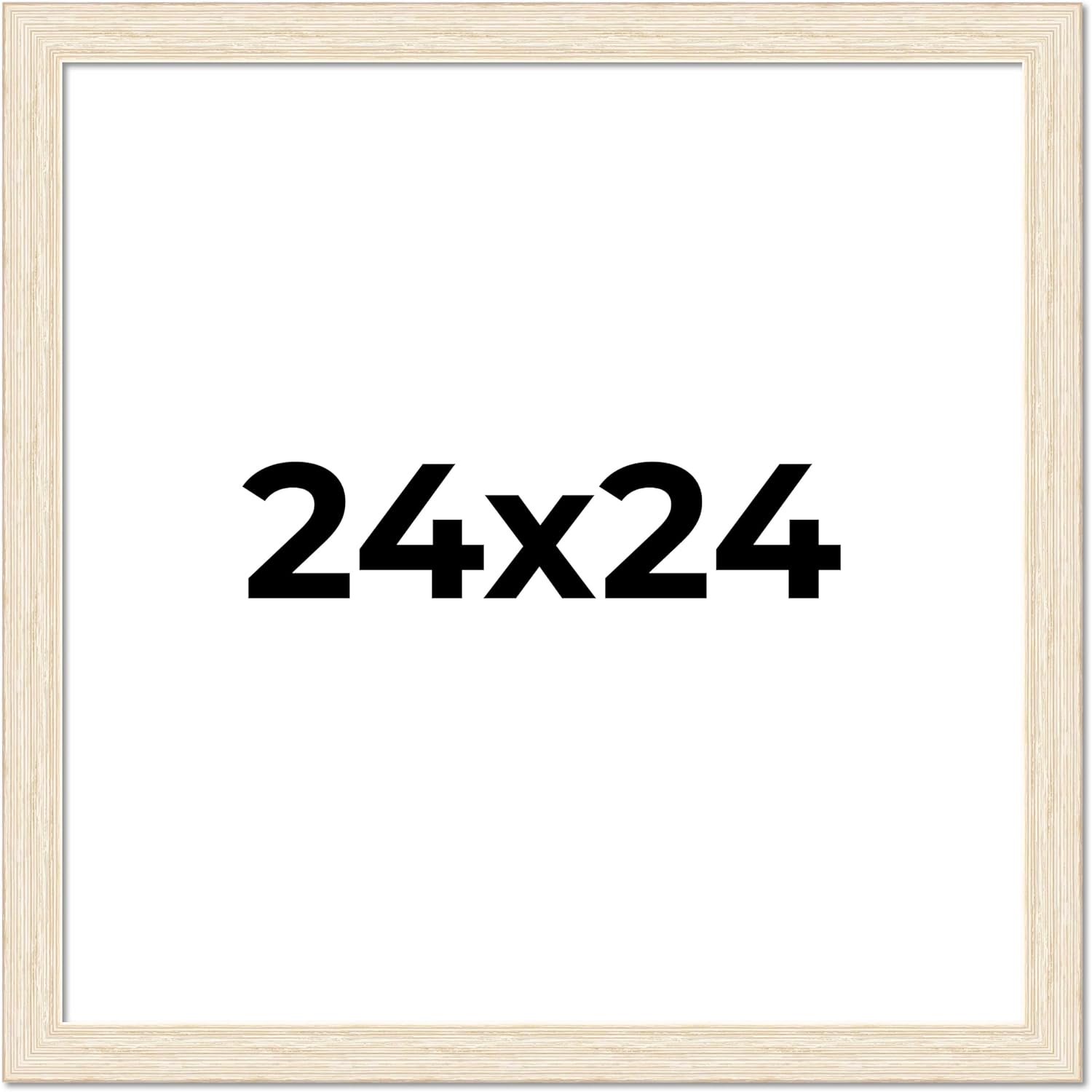 24x24 Frame Barnwood White Solid Wood Picture Frame Width 1.5 Inches | Interior Depth 0.5 Inches | Whitewashed Distressed Frame with UV Acrylic, Foam Board Backing & Hanging Hardware