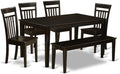East West Furniture CAP6S-CAP-W 6 Piece Kitchen Table Set Contains a Rectangle Dining Table and 4 Dining Chairs with a Bench, 36x60 Inch, Cappuccino