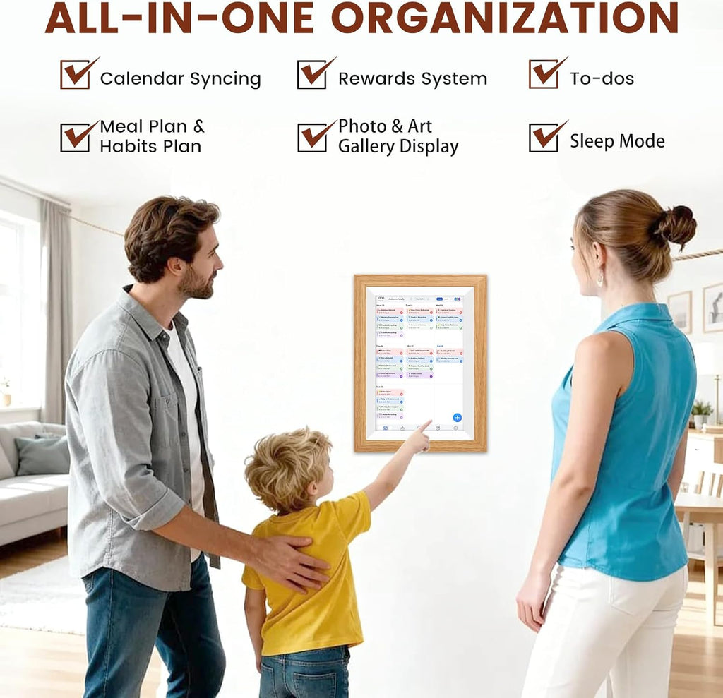 Digital Picture Frame,24' Digital Calendar Chore Chart HD Interactive Touchscreen,Smart Family Planner,Hearth Display Digital Calendar Wall & Desk Mountable for Seamless