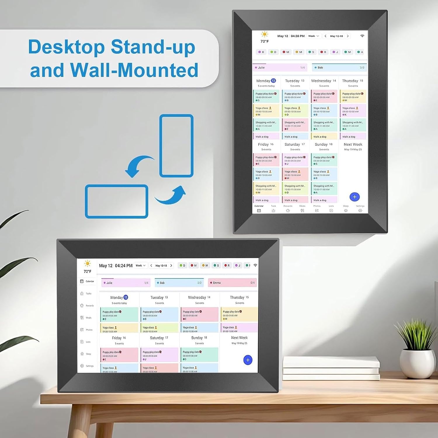 ciciglow Smart Digital Calendar, 10.1 Inch Wi Fi Electronic Wall Calendars Chore Chart, Interactive Touchscreen for Family Schedule Meal Planner, 32GB, Wall and Desk Mountable (US Plug)