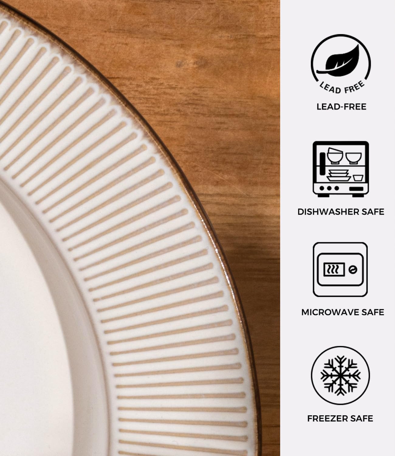 GBHOME Ceramic Dinnerware Sets, 32 pcs Embossed Elegant Stoneware Plates and Bowls Sets, Housewarming Wedding Gift | Dishwasher & Microwave Safe | Dishes Set Service for 8