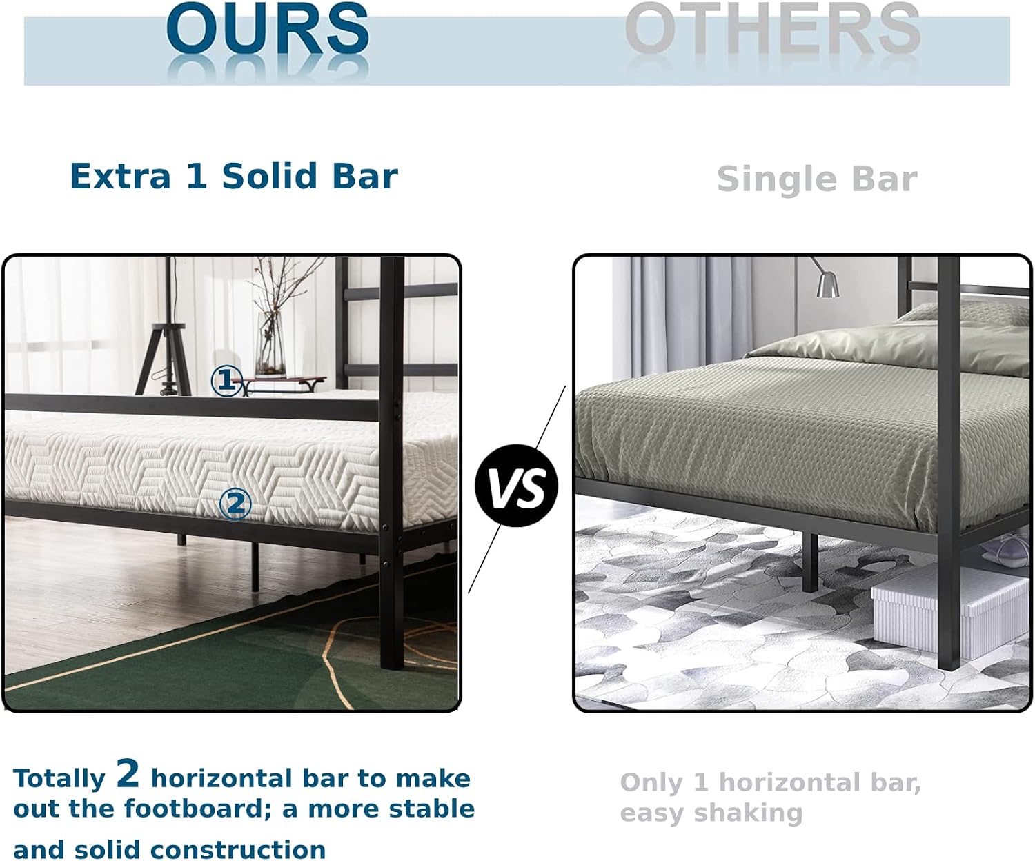 Bonnlo Black Canopy Bed Frame Full with Headboard, 10 Inch Metal Platform Bed Full with 4 Posters, No Box Spring Needed