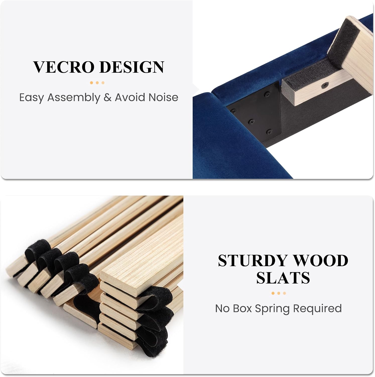 SHA CERLIN Full Bed Frame/Velvet Upholstered Platform Bed Frame with Headboard/Strong Wood Slats Support/Mattress Foundation/No Box Spring Needed - Dark Blue