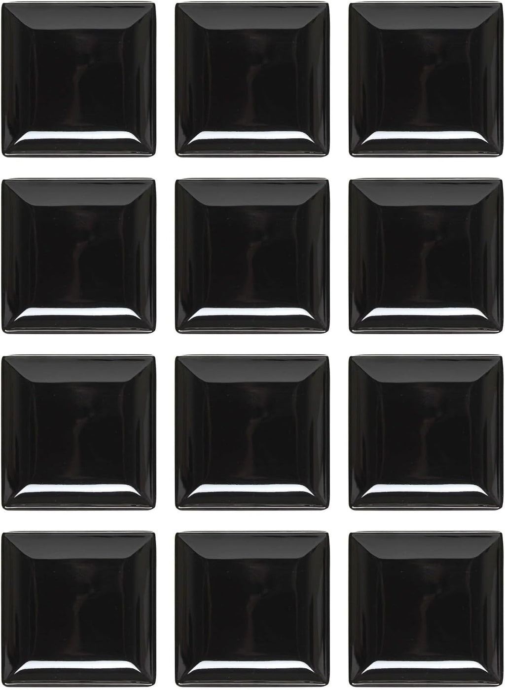 TrueCraftware- 7-1/4' x 7-1/4' Square Plate Classic Black Dinnerware Melamine Set of 12- Dishwasher Safe Reusable Dinner Plates Durable Lightweight Dinnerware for Dinner Dishes