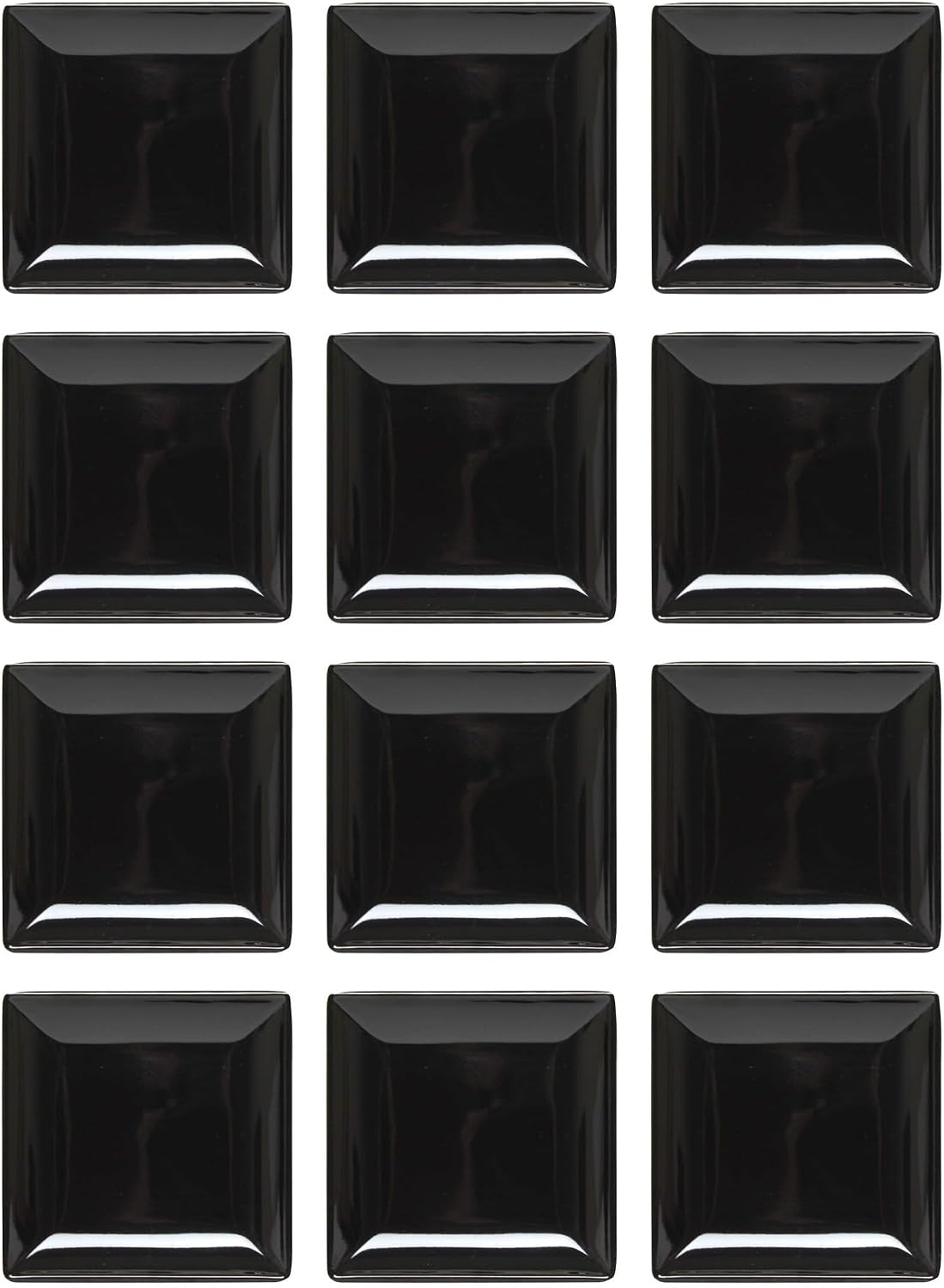 TrueCraftware- 7-1/4' x 7-1/4' Square Plate Classic Black Dinnerware Melamine Set of 12- Dishwasher Safe Reusable Dinner Plates Durable Lightweight Dinnerware for Dinner Dishes