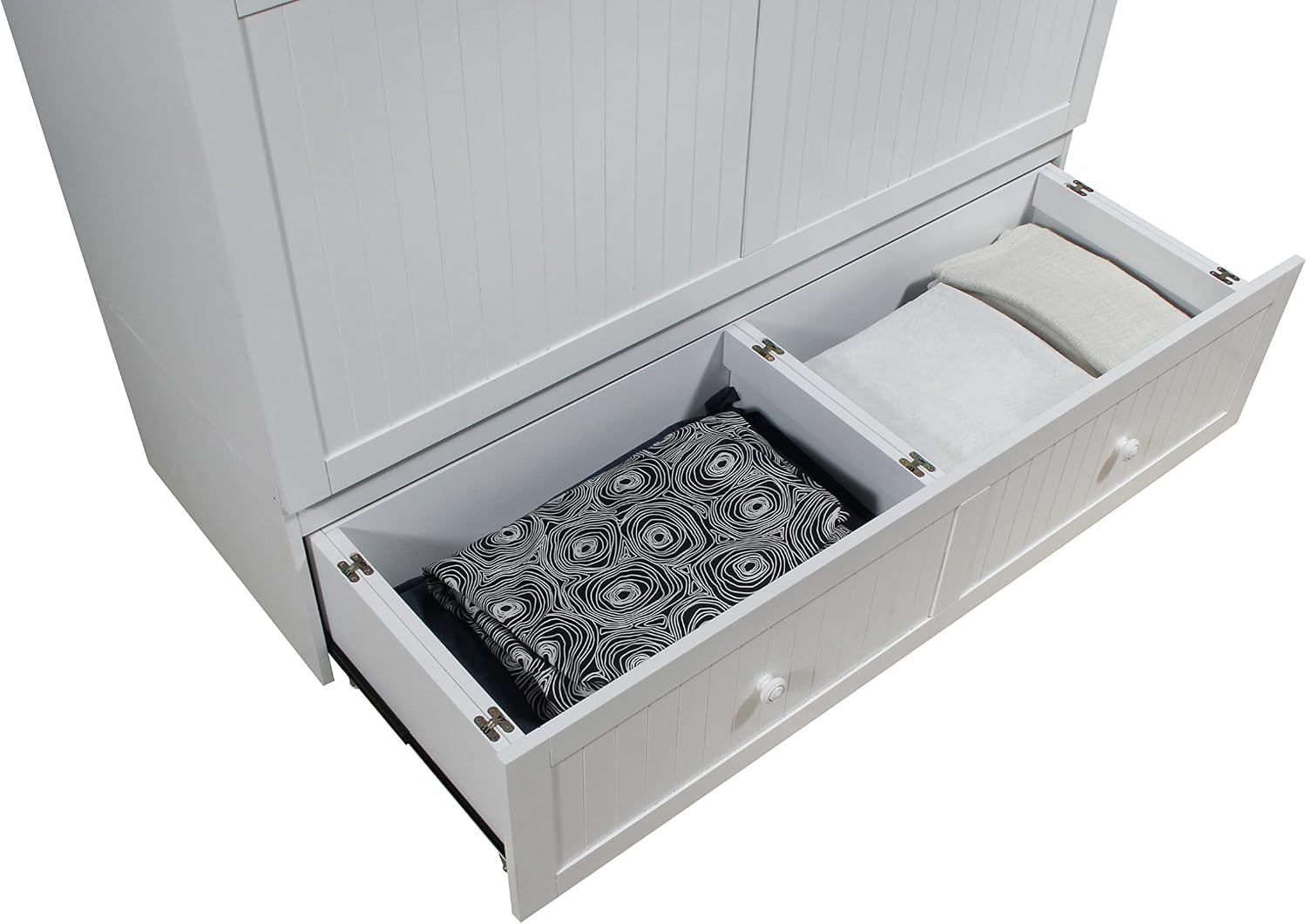 Mega Solutions Murphybedz Tuscany Murphy Cabinet Chest Bed with Charging Station 6 Inch (White, Queen)