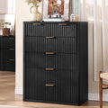 LEYAOYAO Fluted 6 Drawers Dresser for Bedroom, 42' Tall Modern Chest of Drawers with Metal Handle, Curved Profile Design,Black Wood Drawer Organizer for Bedroom, Living Room, Hallway, Entryway