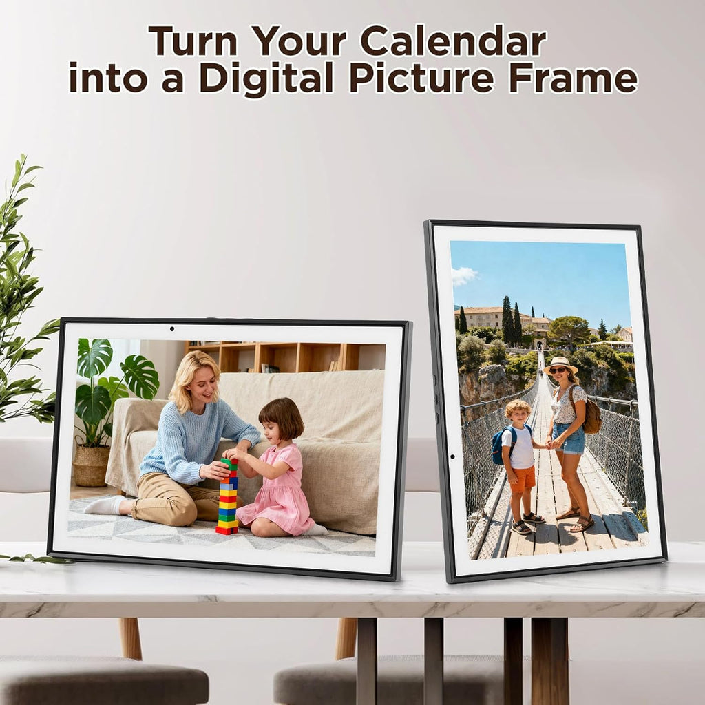 Zunate 10.1 Inch Smart Digital Calendar with IPS Touch Screen, WiFi Sync Family Planner Chore Chart Meal Scheduler Star Points System Photo Frame for Home Organization (White)