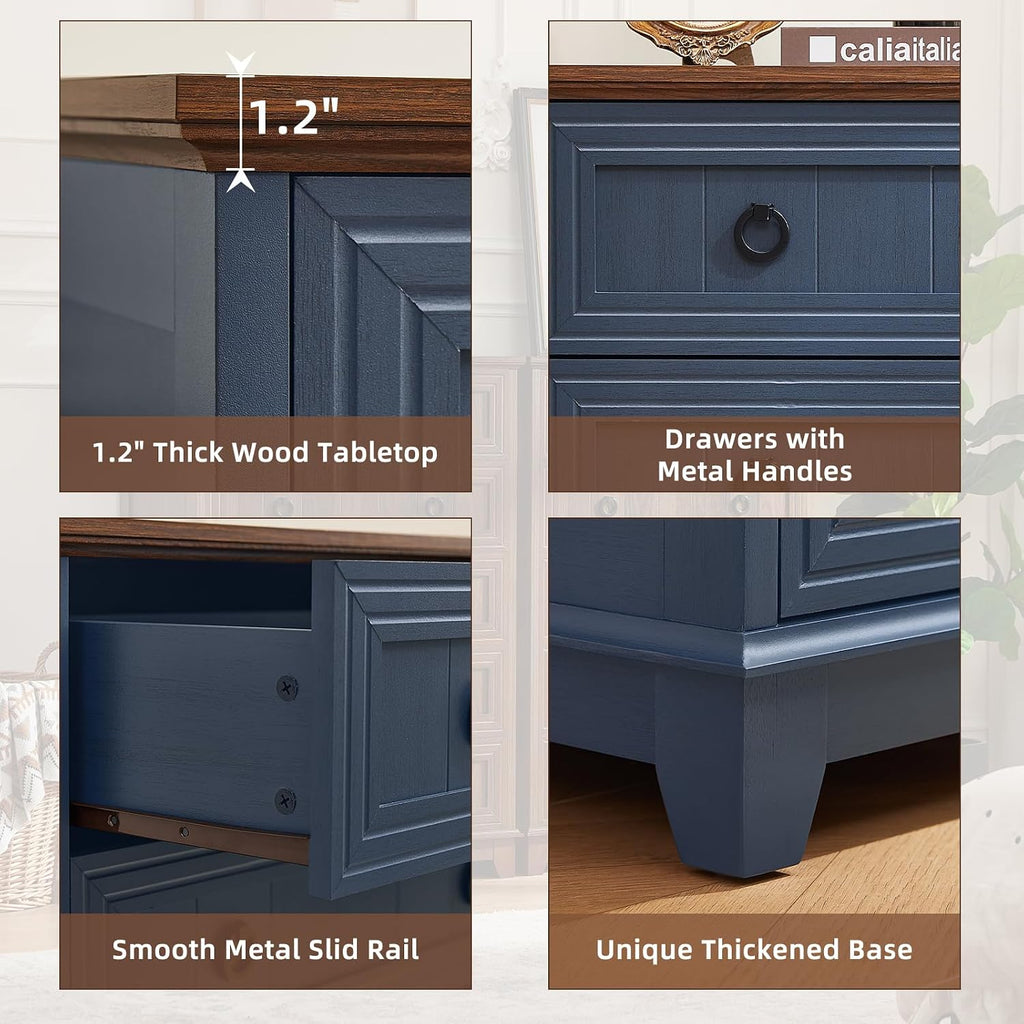 Joaxswe Farmhouse 5 Drawer Dresser for Bedroom Set of 2, 42' Tall Small Dressers & Chest of Drawers, Rustic Wood Dresser with Metal Handle, Storage Organizer Closet for Living Room, Hallway,Entryway