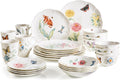 Lenox Dinnerware Set, Butterfly Meadow 28-Piece Set, Service For 4, Porcelain Plates With Scalloped Edges, Plates And Bowls Sets, Microwave Safe, Dishwasher Safe, Home & Kitchen (28 Piece, Assorted)
