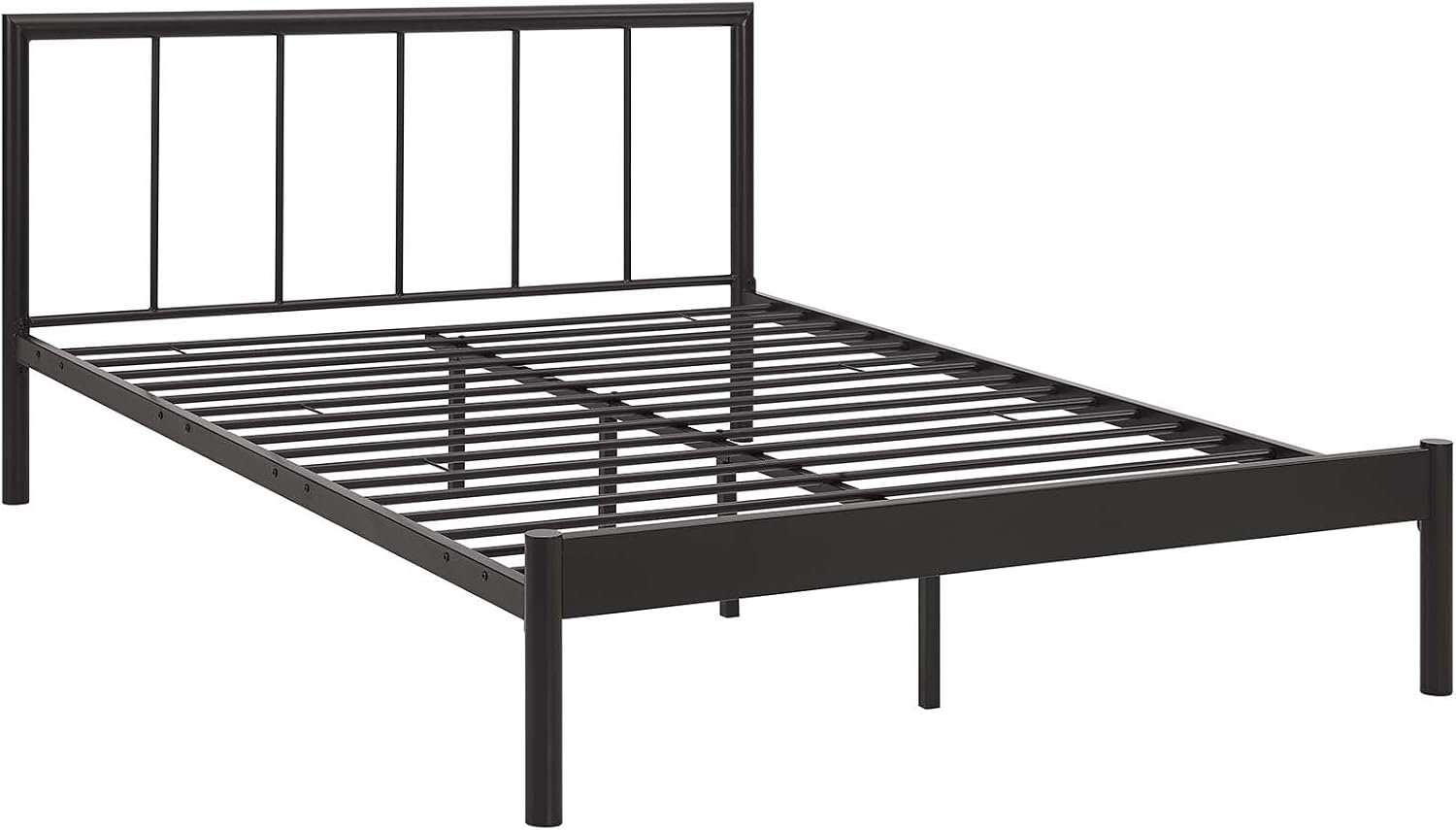 Modway Gwen Steel Metal Farmhouse Platform Full Bed Frame With Headboard in Brown