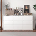 9 Drawer Dresser for Bedroom with Deep Drawers, Large Floor Wood Dressers & Chest of Drawers Handle Free, Modern White Long Dressers for Closet Living Room, Euro Slide (63'W x 15.7'D x 31.5'H)