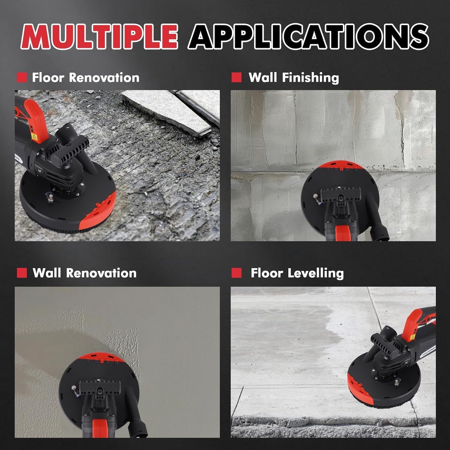 7-Inch Concrete Surface Grinder, 2200W Powerful Concrete Sanding Machine Concretes Sander, 90° Seamless sanding for Floors, Angle Grinder Kit with Dust Shroud, for Concrete Cement Granite Marble