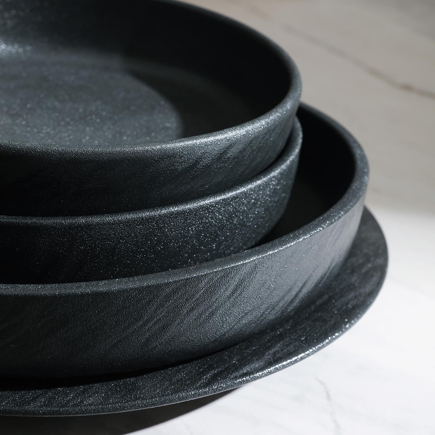 Stone Lain Senso 12-Piece Dinnerware Set New Bone China, Plates and Bowls Sets, Dish set for 4, Dinner and Salad Plates, Black