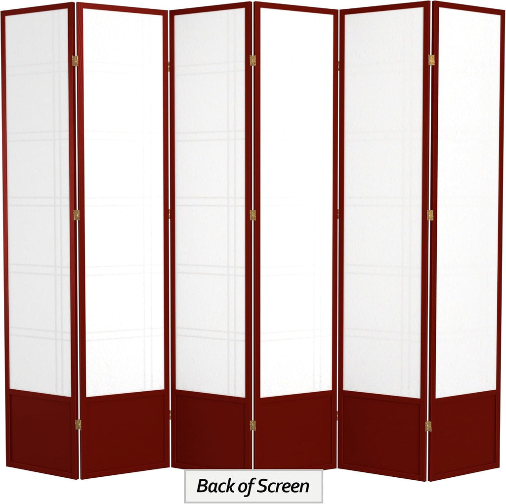 Red Lantern 7 ft. Tall Double Cross Shoji Screen - Rosewood - 6 Panels