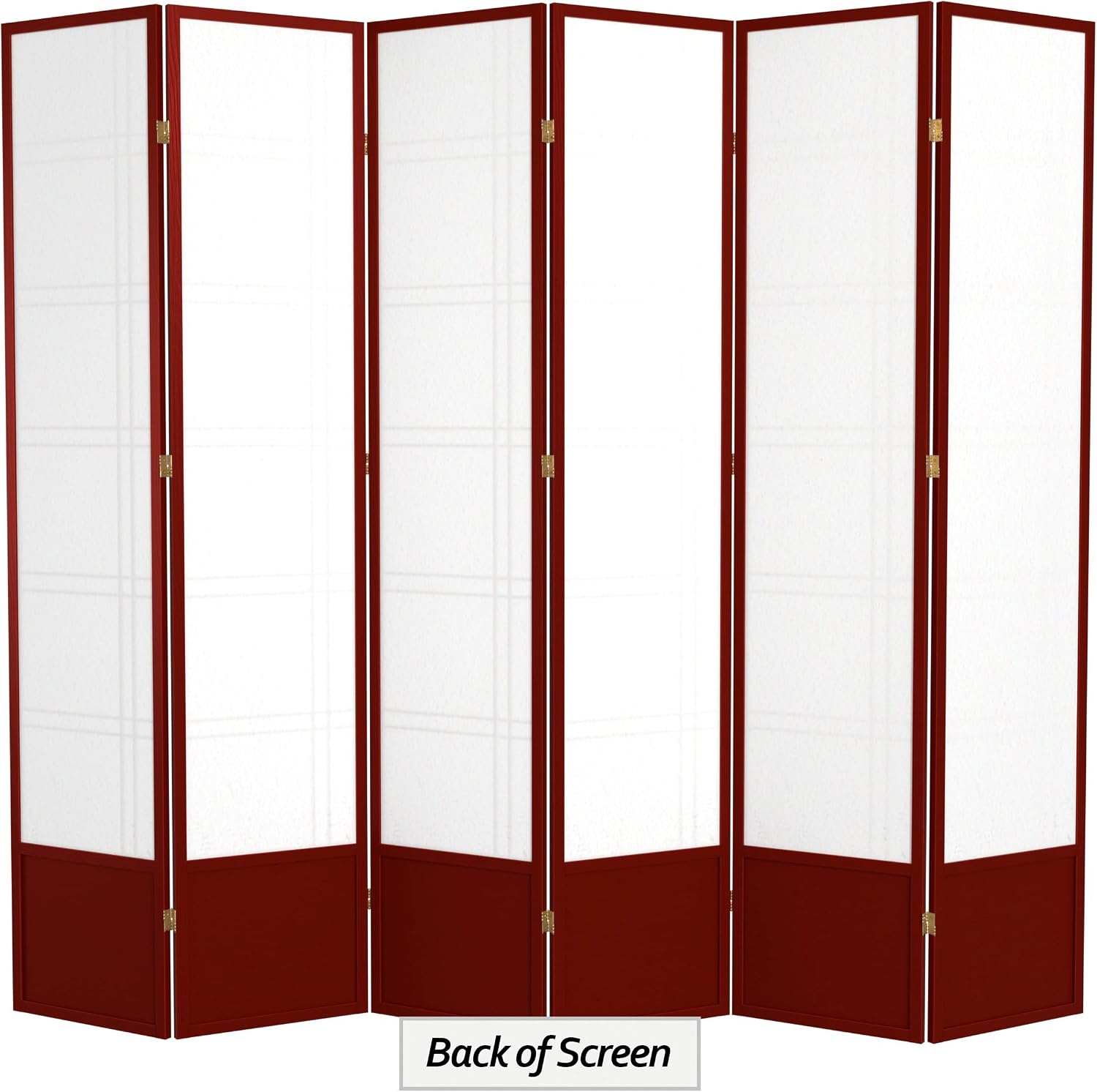 Red Lantern 7 ft. Tall Double Cross Shoji Screen - Rosewood - 6 Panels