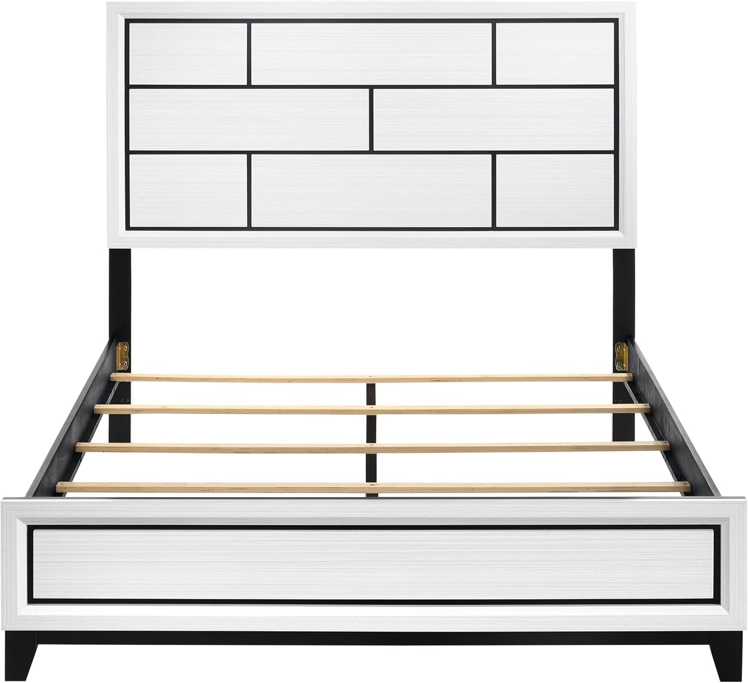 GOWE Modern Contemporary White Finish Full Bed 1pc Wooden Bedroom Furniture Black Line Design