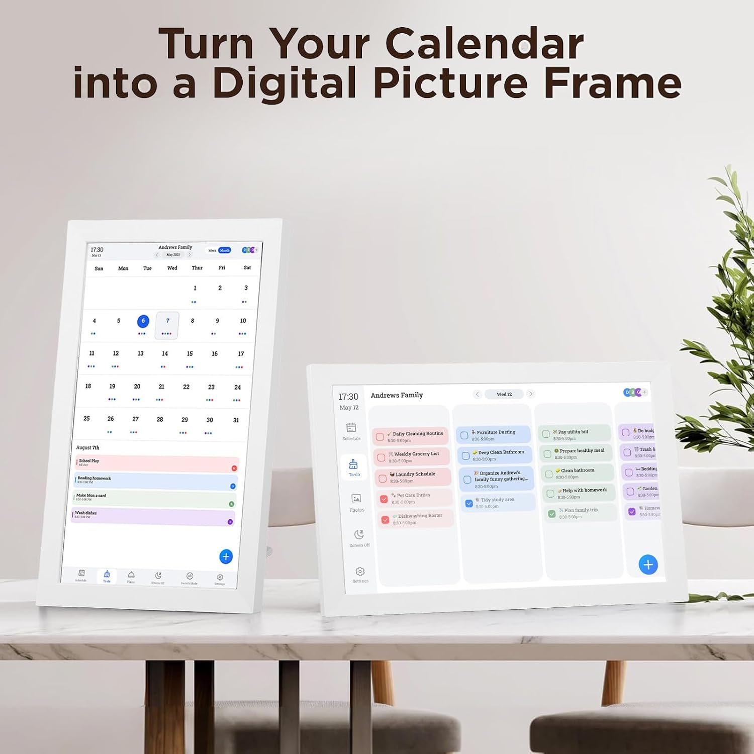 Fockety Digital Calendar, 10.1in Wall Planner Chore Chart Digital Photo Frame, Full HD Touchscreen Display, Portable Smart Family Organizer Event Planner Christmas Gifts for Dad Mom