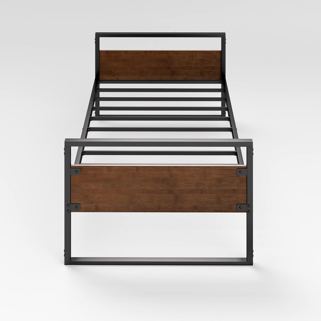ZINUS Suzanne Bamboo and Metal Daybed, Mattress Foundation with Steel Slat Support, Easy Assembly, Twin, Chestnut Brown