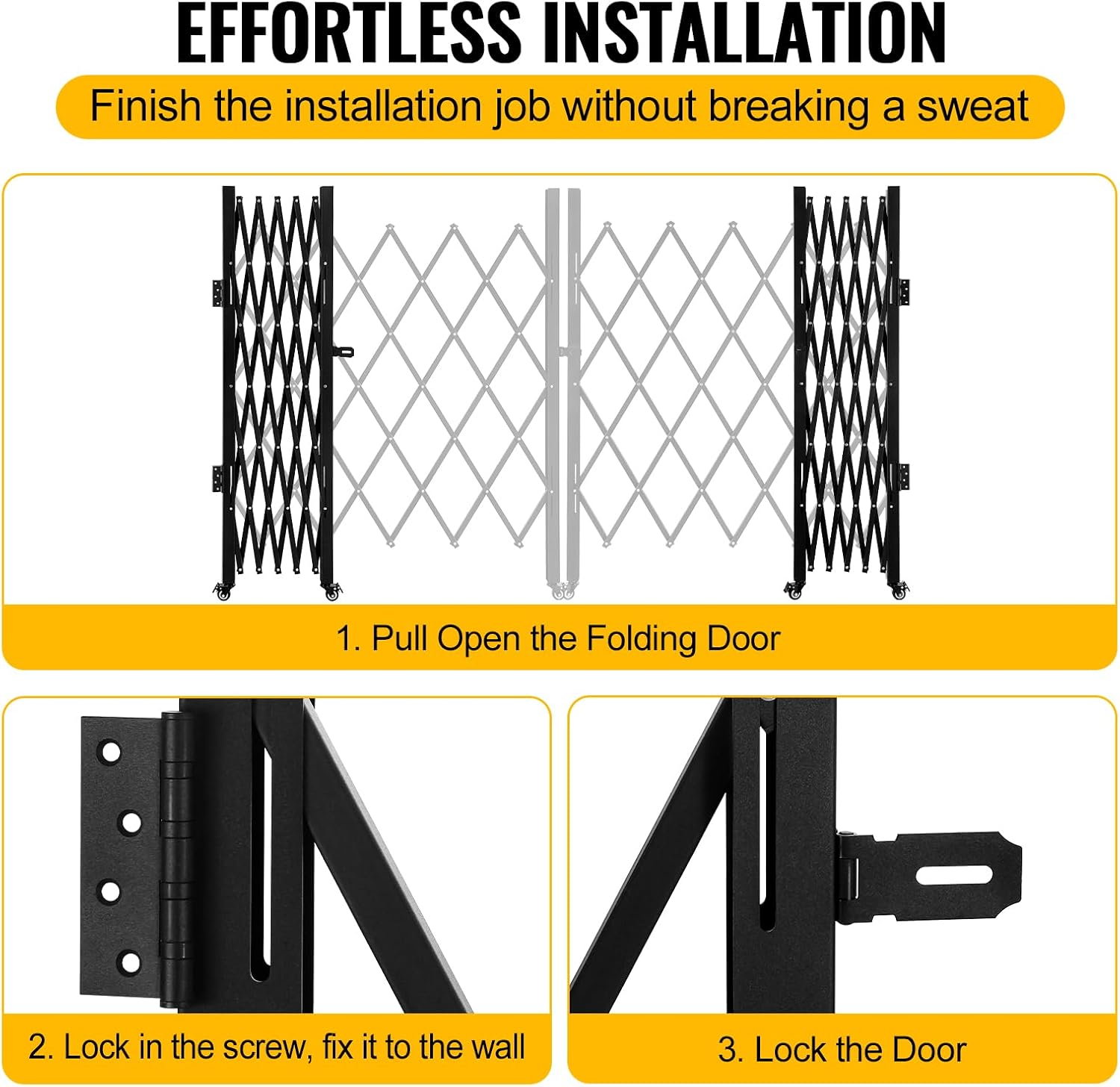 Folding Security Gate Stainless Steel Folding Door Gate Driveway Gate Flexible Expanding Fence Gate Retractable Fence Outdoor Barricade Scissor Gate with Casters (118.11'Wx59.06'H)