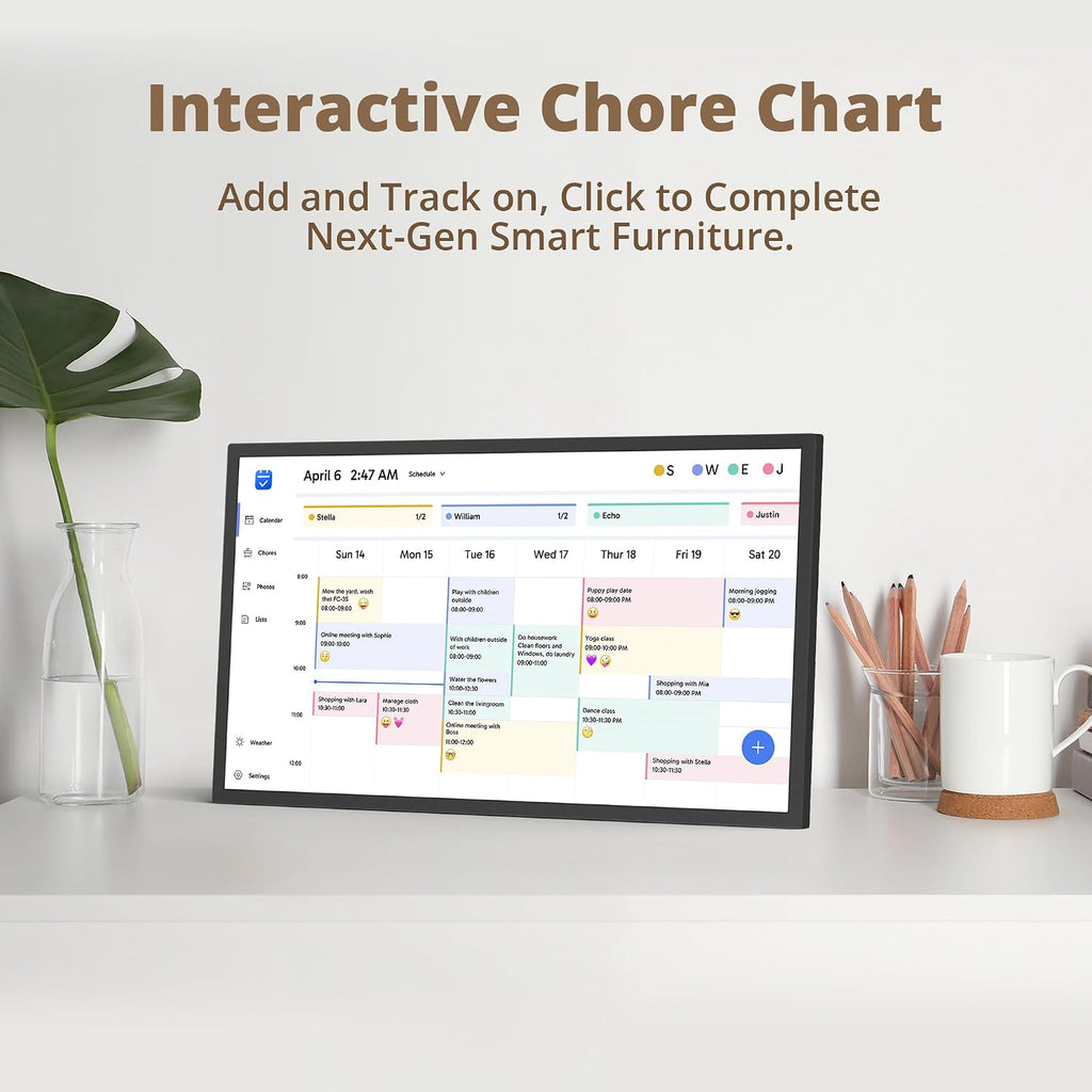 Dragon Touch 24' Digital Calendar Chore Chart – 1080P Full HD Interactive Touchscreen, Smart Family Planner, Hearth Display Digital Calendar Wall & Desk Mountable for Seamless Scheduling Black