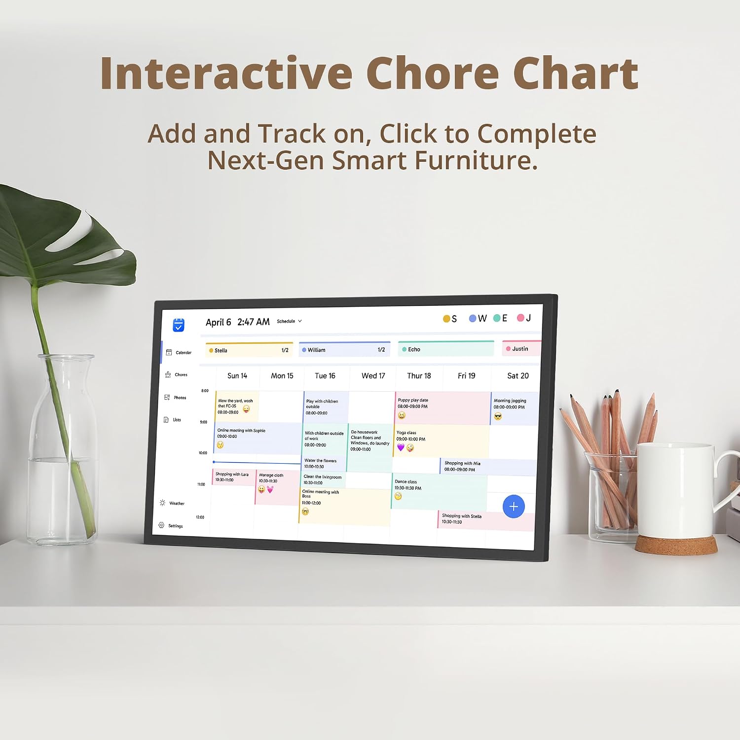 Dragon Touch 24' Digital Calendar Chore Chart – 1080P Full HD Interactive Touchscreen, Smart Family Planner, Hearth Display Digital Calendar Wall & Desk Mountable for Seamless Scheduling Black