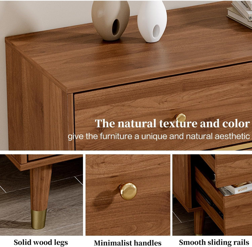Chrangmay 9 Drawer Dresser,63' Wide Mid Century Modern Chest of Drawers,Wooden Bedroom Drawer Dresser with 9 Storage Drawers for Bedroom, Living Room,with Anti-Tipping Device,Brown