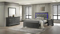 Upholstered 4 Pc Full Bedroom Set with LED Headboard Made with Wood in Metallic Gray XC120