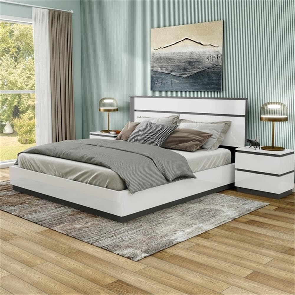 Furniture of America FOA Misti 3-Piece White Wood Bedroom Set - Queen + 2 Nightstands