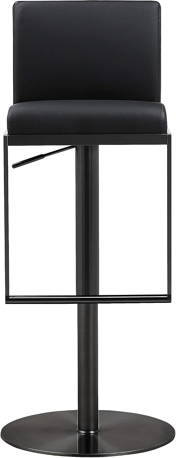 Tov Furniture Amalfi Black Performance Vegan Leather on Black Stool