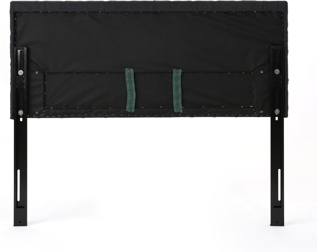 Christopher Knight Home Jezebel Fabric Headboard, Queen / Full, Dark Charcoal / Black Steel