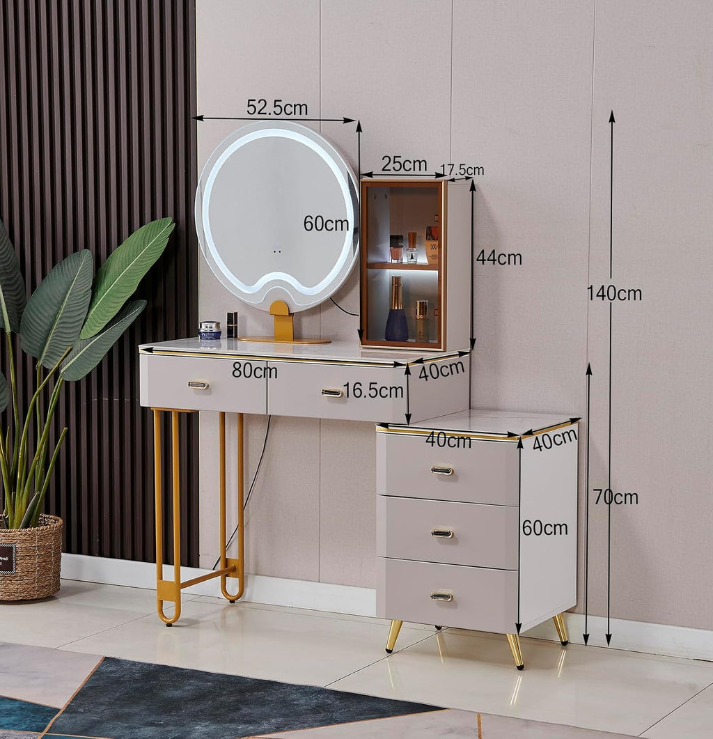 Vanity Desk,Vanity Table,Dressing Table,Make Vanity Set with Touch Screen Dimming Mirror, Modern Bedroom Makeup Table Set for Women Girls