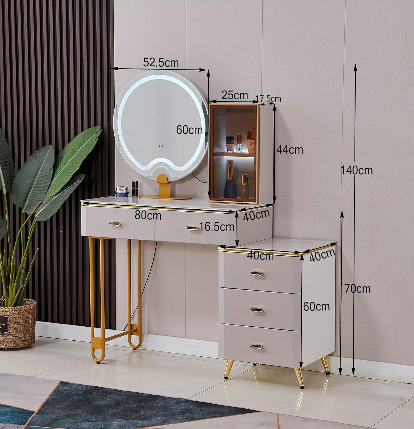 Vanity Desk,Vanity Table,Dressing Table,Make Vanity Set with Touch Screen Dimming Mirror, Modern Bedroom Makeup Table Set for Women Girls