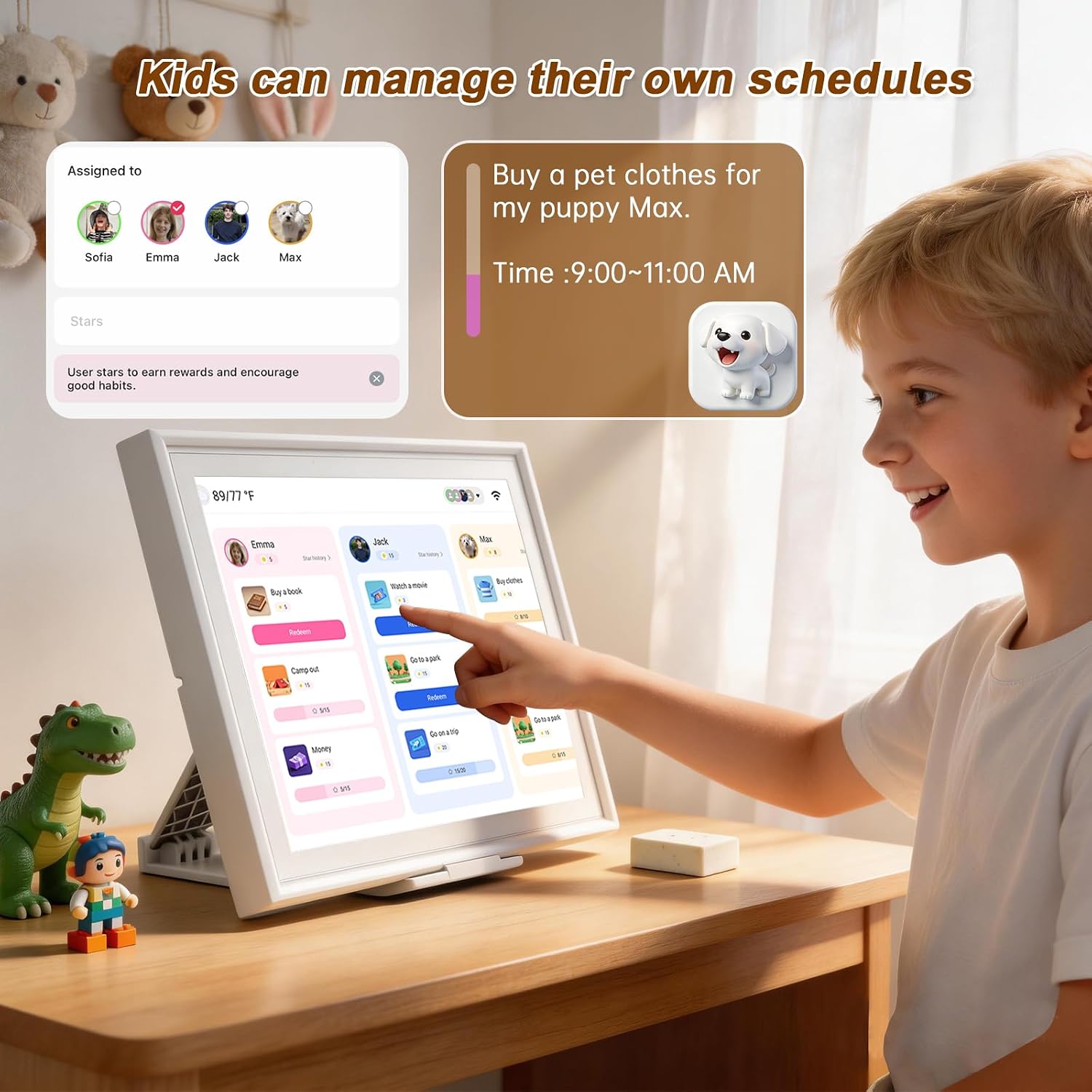 Digital Calendar, 15.6 Inch Wall Planner Touch Screen, Smart Electronic Family Calendar Chore Chart for Schedules, Interactive Display with Meal Planner & Digital Photo Frame, No Subscription, Wall & Desk Mountable