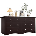 YESHOMY 6 Drawer Dresser for Bedroom, Wood Dresser, Chest of Drawers Storage Organizer, TV Stand for 55 inch TV, for Living Room, Hallway, Closet (Dark Brown)