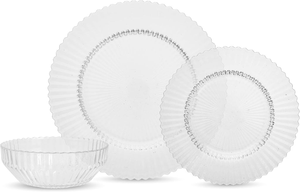 Eater x Zwiesel Fortessa Seraphina Glass, 12 Piece Dinnerware Set (Service for 4), Clear
