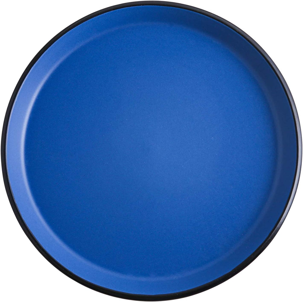 Stone Lain Albie Stoneware 32-Piece Modern Dinnerware Set, Kitchen Plates and Bowls Sets, Service for 8, Blue and Black, Microwave & Dishwasher Safe